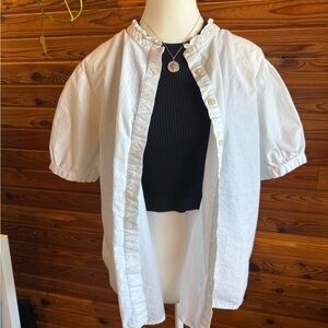 Tommy Hilfiger White Ruffled Collar Shirt